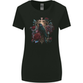 A Gothic Bird and Cross in Roses Gothic Womens Wider Cut T-Shirt Black