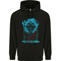 A Gothic Celtic Cross and Roses Mens 80% Cotton Hoodie Black