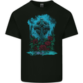 A Gothic Celtic Cross and Roses Mens Cotton T-Shirt Tee Top BLACK