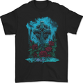 A Gothic Celtic Cross and Roses Mens Gildan Cotton T-Shirt Black