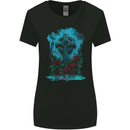 A Gothic Celtic Cross and Roses Womens Wider Cut T-Shirt Black