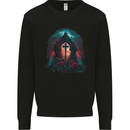 A Gothic Cross at a Tombstone Gothic Fantasy Kids Sweatshirt Jumper Black