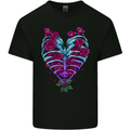 A Gothic Heart With Roses Skull Kids T-Shirt Childrens Black