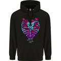 A Gothic Heart With Roses Skull Mens 80% Cotton Hoodie Black