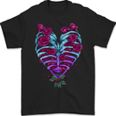 A Gothic Heart With Roses Skull Mens Gildan Cotton T-Shirt Black