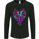 A Gothic Heart With Roses Skull Mens Long Sleeve T-Shirt Black