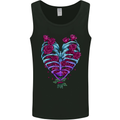 A Gothic Heart With Roses Skull Mens Vest Tank Top Black