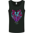 A Gothic Heart With Roses Skull Mens Vest Tank Top Black