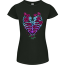 A Gothic Heart With Roses Skull Womens Petite Cut T-Shirt Black