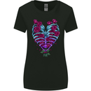 A Gothic Heart With Roses Skull Womens Wider Cut T-Shirt Black
