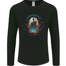 A Gothic Medieval Sword and Skull Mens Long Sleeve T-Shirt Black