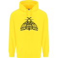 A Gothic Moth Skull Childrens Kids Hoodie Yellow