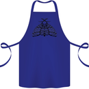 A Gothic Moth Skull Cotton Apron 100% Organic Royal Blue