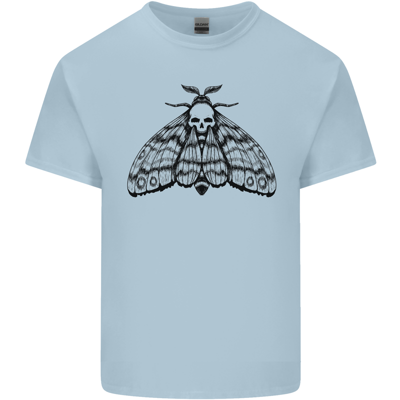 A Gothic Moth Skull Kids T-Shirt Childrens Light Blue