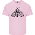 A Gothic Moth Skull Kids T-Shirt Childrens Light Pink