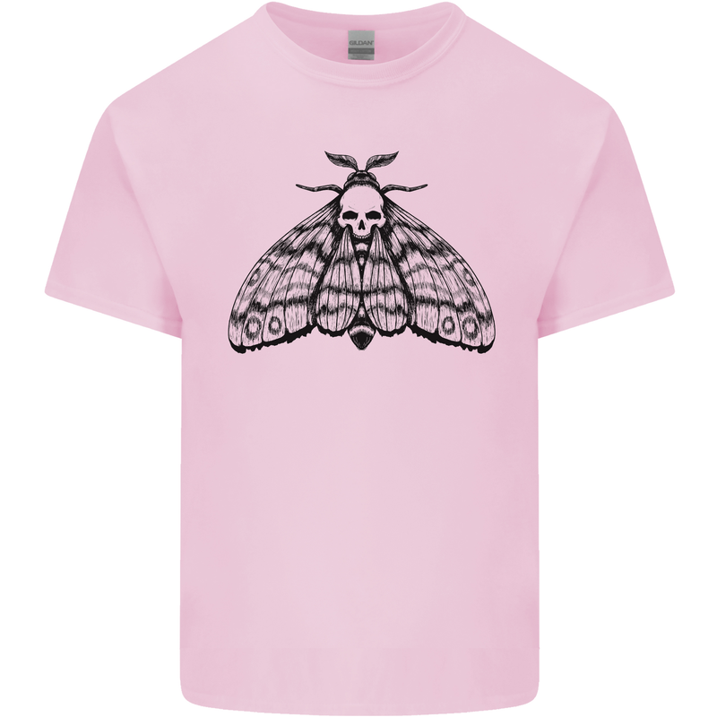 A Gothic Moth Skull Kids T-Shirt Childrens Light Pink