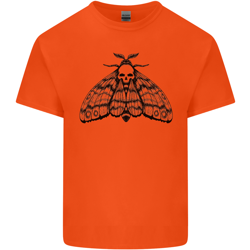 A Gothic Moth Skull Kids T-Shirt Childrens Orange