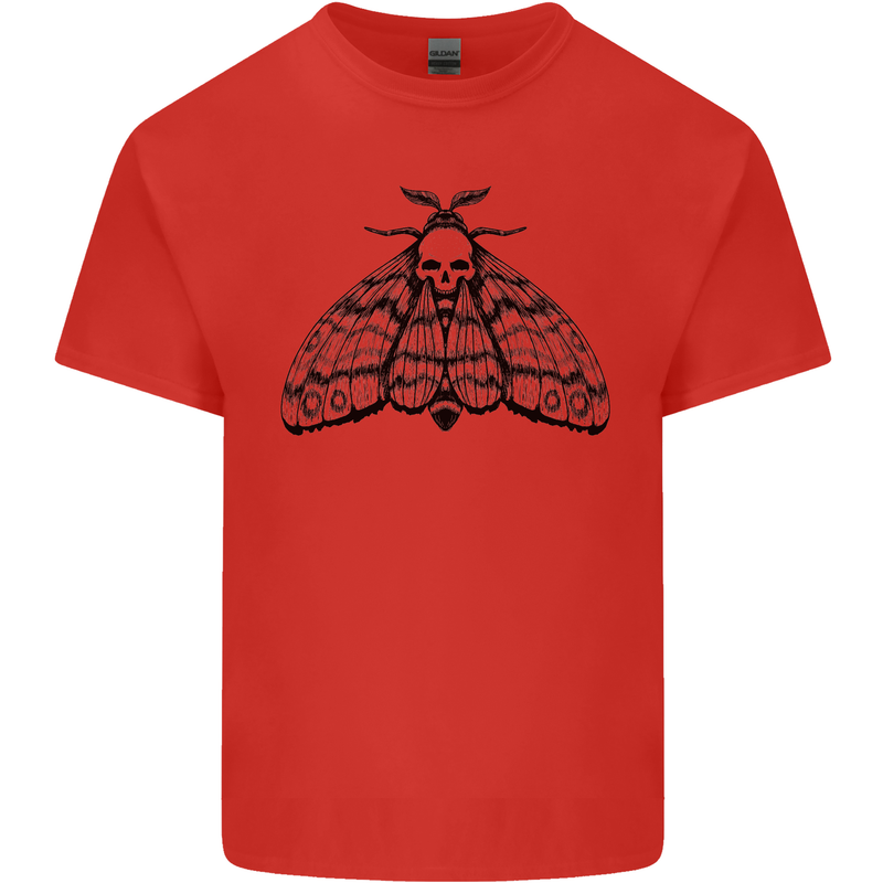A Gothic Moth Skull Kids T-Shirt Childrens Red