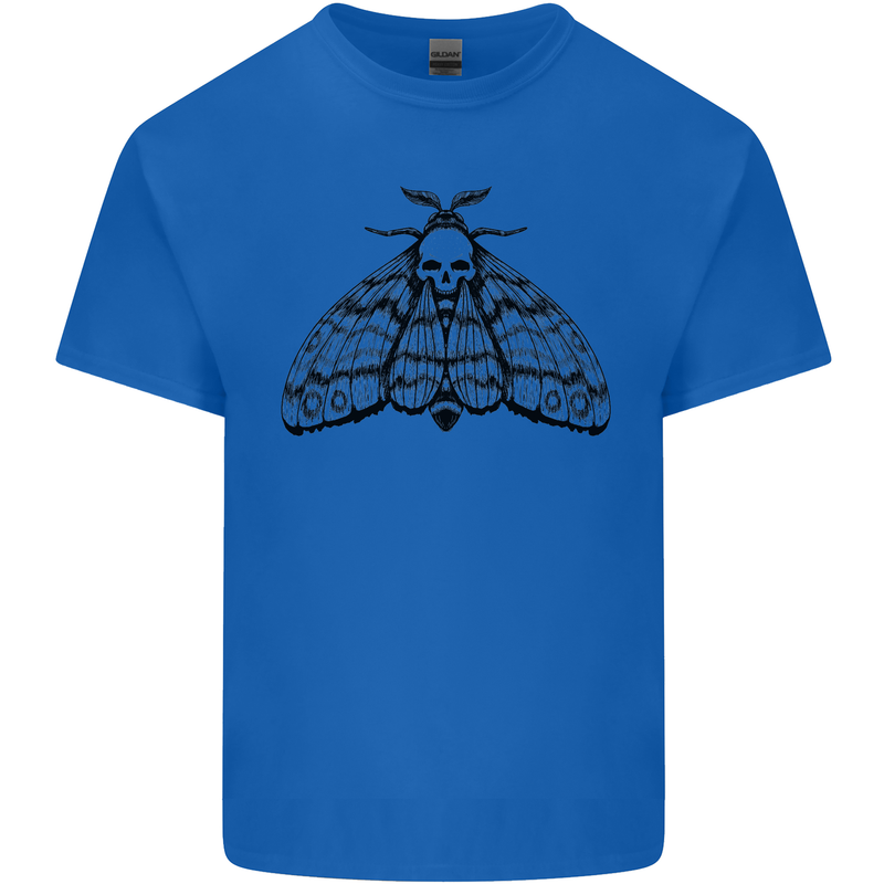 A Gothic Moth Skull Kids T-Shirt Childrens Royal Blue