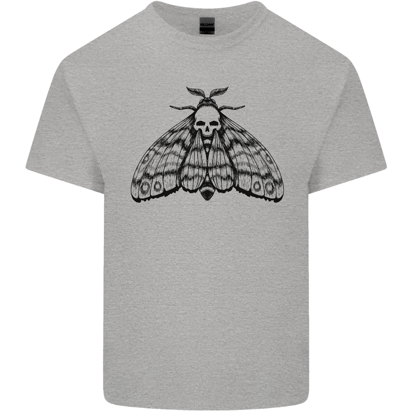 A Gothic Moth Skull Kids T-Shirt Childrens Sports Grey