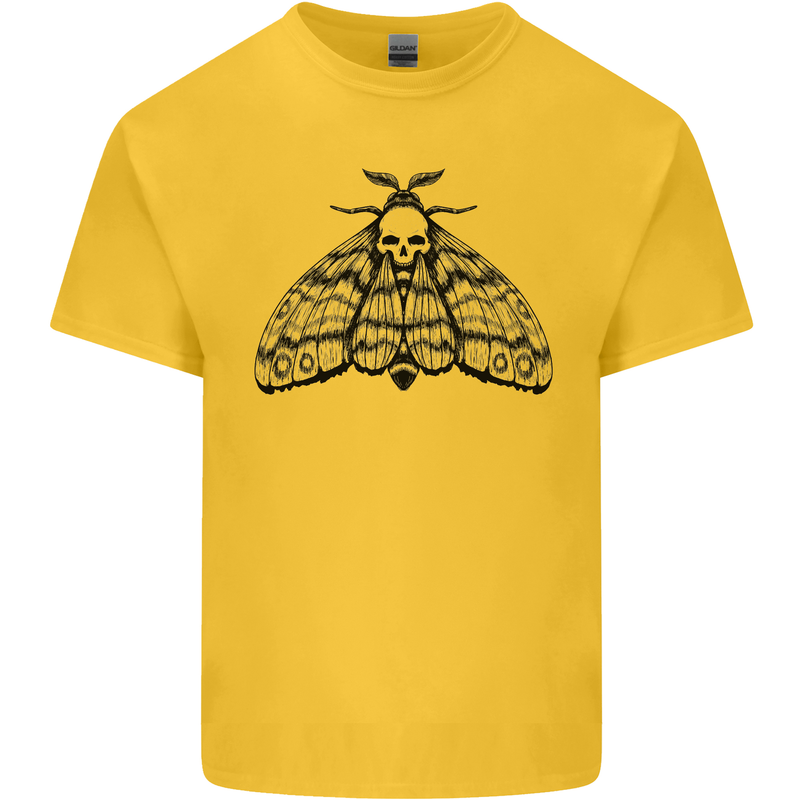 A Gothic Moth Skull Kids T-Shirt Childrens Yellow