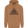 A Gothic Moth Skull Mens 80% Cotton Hoodie Caramel Latte