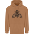 A Gothic Moth Skull Mens 80% Cotton Hoodie Caramel Latte