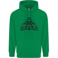 A Gothic Moth Skull Mens 80% Cotton Hoodie Irish Green