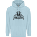A Gothic Moth Skull Mens 80% Cotton Hoodie Light Blue