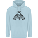 A Gothic Moth Skull Mens 80% Cotton Hoodie Light Blue