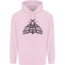 A Gothic Moth Skull Mens 80% Cotton Hoodie Light Pink