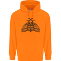 A Gothic Moth Skull Mens 80% Cotton Hoodie Orange
