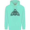 A Gothic Moth Skull Mens 80% Cotton Hoodie Peppermint