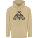 A Gothic Moth Skull Mens 80% Cotton Hoodie Sand