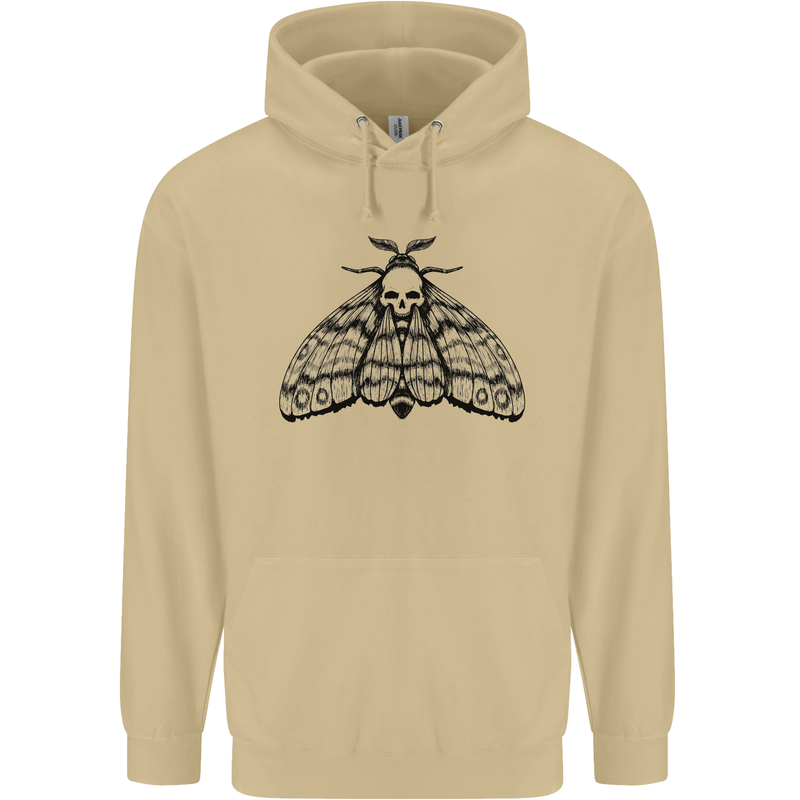 A Gothic Moth Skull Mens 80% Cotton Hoodie Sand