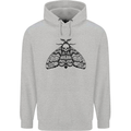 A Gothic Moth Skull Mens 80% Cotton Hoodie Sports Grey