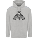 A Gothic Moth Skull Mens 80% Cotton Hoodie Sports Grey