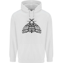 A Gothic Moth Skull Mens 80% Cotton Hoodie White