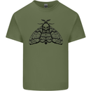 A Gothic Moth Skull Mens Cotton T-Shirt Tee Top Military Green
