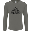 A Gothic Moth Skull Mens Long Sleeve T-Shirt Charcoal