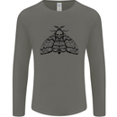 A Gothic Moth Skull Mens Long Sleeve T-Shirt Charcoal