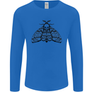 A Gothic Moth Skull Mens Long Sleeve T-Shirt Royal Blue