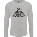 A Gothic Moth Skull Mens Long Sleeve T-Shirt Sports Grey