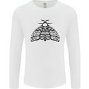 A Gothic Moth Skull Mens Long Sleeve T-Shirt White