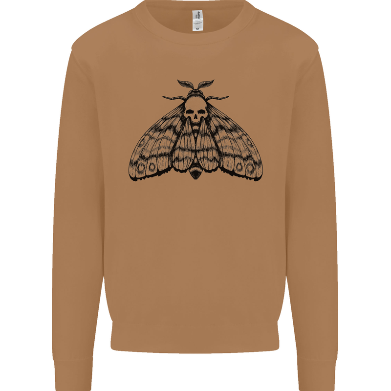 A Gothic Moth Skull Mens Sweatshirt Jumper Caramel Latte