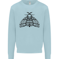 A Gothic Moth Skull Mens Sweatshirt Jumper Light Blue