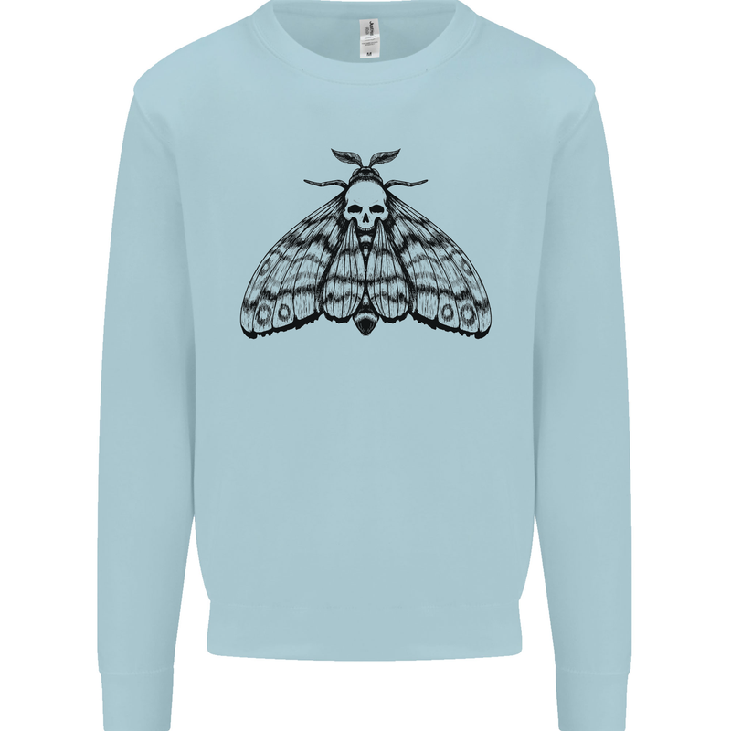 A Gothic Moth Skull Mens Sweatshirt Jumper Light Blue