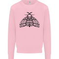 A Gothic Moth Skull Mens Sweatshirt Jumper Light Pink