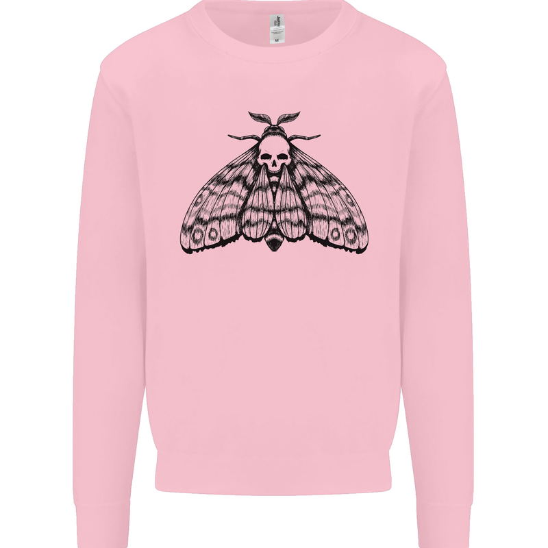 A Gothic Moth Skull Mens Sweatshirt Jumper Light Pink