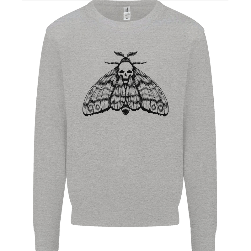 A Gothic Moth Skull Mens Sweatshirt Jumper Sports Grey